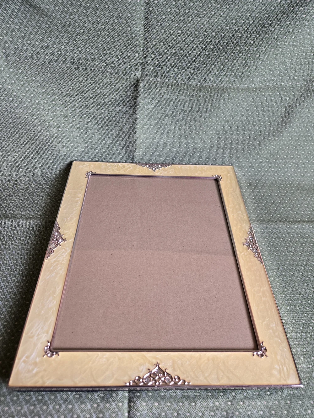 Elegant Yellow Gold Faux Marble Design with Silver Accent Scrolls Phone Frame